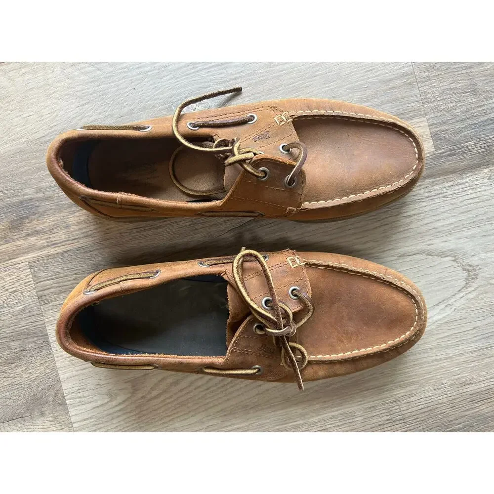 G.H. Bass Seafarer Men’s Leather Boat TanBrown ClassicDeck Shoes preppy nautical
